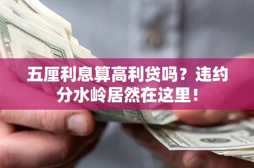 武汉五厘利息算高利贷吗？违约分水岭居然在这里！